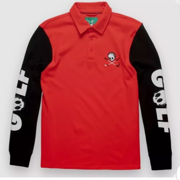 Bad Mulligan Other - BAD MULLIGAN Golfskull Mens Rugby Shirt Red and Black.... Size M